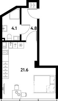 Студия квартира, вторичка, 31м2, 4/10 этаж
