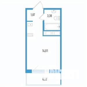 Студия квартира, строящийся дом, 21м2, 10/12 этаж