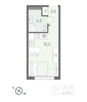 Студия квартира, вторичка, 22м2, 2/4 этаж