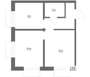 2-к квартира, вторичка, 44м2, 2/12 этаж