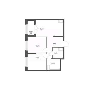 2-к квартира, вторичка, 56м2, 3/24 этаж