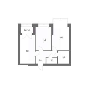 2-к квартира, вторичка, 66м2, 12/13 этаж