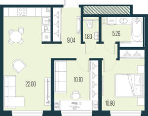 2-к квартира, вторичка, 59м2, 2/15 этаж