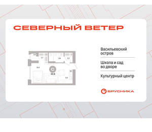 Студия квартира, вторичка, 33м2, 6/17 этаж