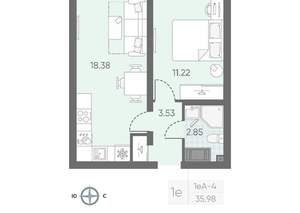 1-к квартира, вторичка, 37м2, 12/25 этаж