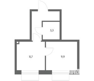 1-к квартира, вторичка, 27м2, 3/8 этаж
