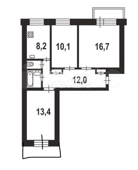 3-к квартира, вторичка, 63м2, 3/9 этаж