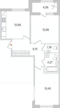 2-к квартира, вторичка, 56м2, 2/4 этаж