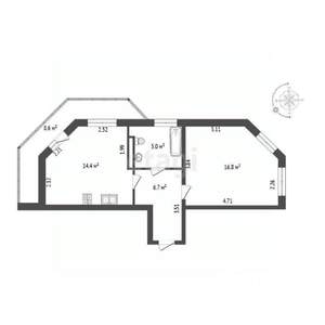 1-к квартира, вторичка, 43м2, 3/16 этаж