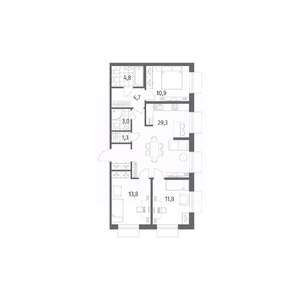 3-к квартира, вторичка, 83м2, 2/12 этаж