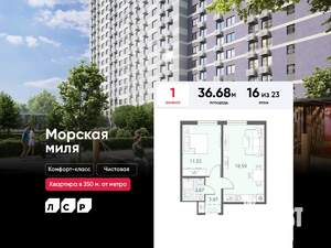 1-к квартира, вторичка, 37м2, 16/23 этаж