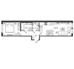 1-к квартира, вторичка, 48м2, 2/9 этаж
