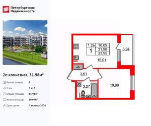 1-к квартира, вторичка, 32м2, 5/5 этаж