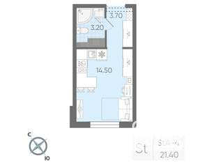 Студия квартира, вторичка, 21м2, 13/21 этаж