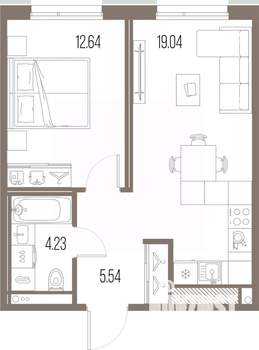 1-к квартира, вторичка, 41м2, 9/10 этаж