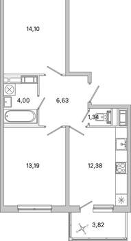 2-к квартира, вторичка, 54м2, 3/5 этаж