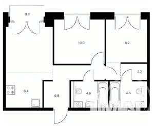 2-к квартира, вторичка, 55м2, 7/9 этаж