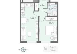 1-к квартира, вторичка, 37м2, 10/25 этаж