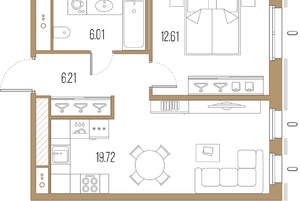1-к квартира, строящийся дом, 45м2, 10/10 этаж