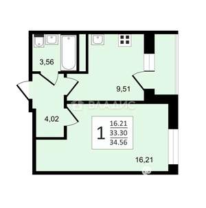 1-к квартира, вторичка, 33м2, 3/9 этаж