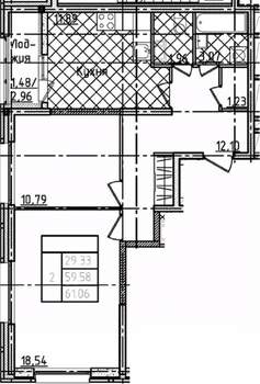 2-к квартира, вторичка, 61м2, 12/23 этаж