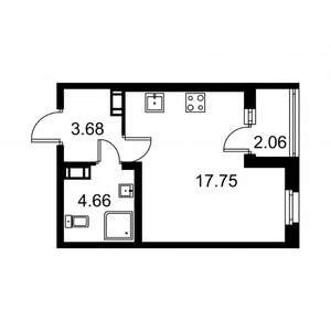 Студия квартира, строящийся дом, 27м2, 5/9 этаж