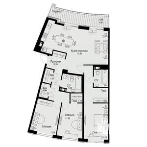 3-к квартира, вторичка, 108м2, 6/6 этаж