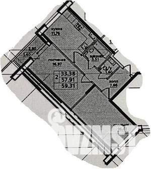2-к квартира, вторичка, 58м2, 14/25 этаж