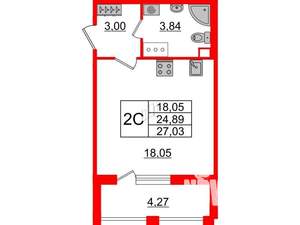 Студия квартира, вторичка, 25м2, 8/12 этаж