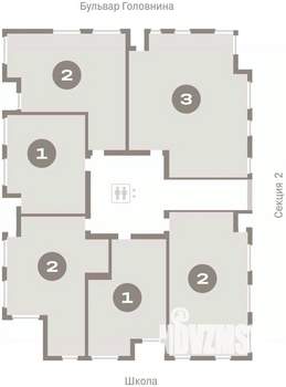 1-к квартира, вторичка, 55м2, 3/15 этаж