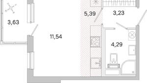 Студия квартира, вторичка, 26м2, 2/5 этаж