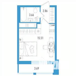 Студия квартира, вторичка, 23м2, 21/25 этаж