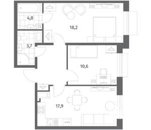 2-к квартира, вторичка, 62м2, 6/8 этаж