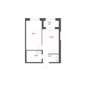 1-к квартира, вторичка, 43м2, 23/24 этаж