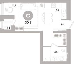 Студия квартира, вторичка, 30м2, 2/16 этаж