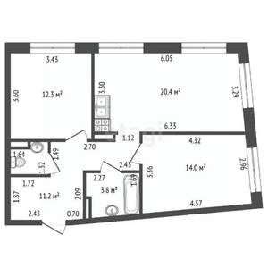 2-к квартира, вторичка, 64м2, 2/4 этаж