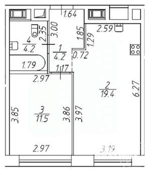1-к квартира, вторичка, 39м2, 8/18 этаж