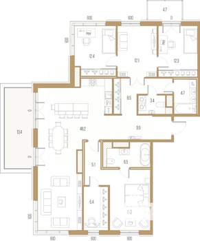 4-к квартира, строящийся дом, 142м2, 9/9 этаж