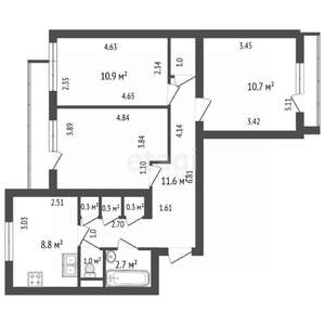 3-к квартира, вторичка, 67м2, 5/9 этаж