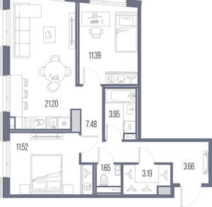 2-к квартира, строящийся дом, 64м2, 5/10 этаж