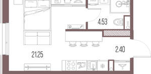 Студия квартира, вторичка, 28м2, 9/10 этаж