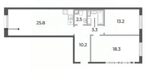 2-к квартира, вторичка, 73м2, 4/7 этаж