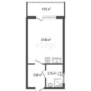 Студия квартира, сданный дом, 22м2, 2/4 этаж