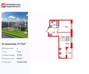 1-к квартира, вторичка, 38м2, 3/5 этаж