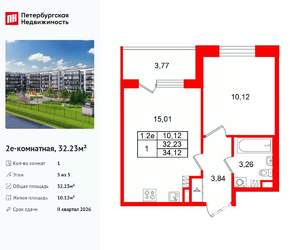1-к квартира, вторичка, 32м2, 5/5 этаж