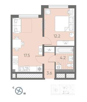 1-к квартира, вторичка, 38м2, 3/4 этаж