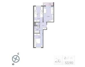 2-к квартира, вторичка, 54м2, 2/17 этаж