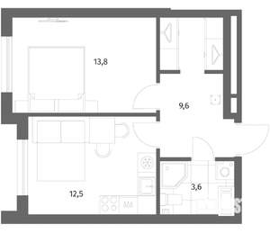 1-к квартира, вторичка, 40м2, 6/6 этаж