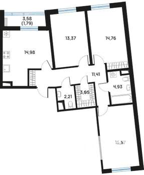3-к квартира, вторичка, 84м2, 2/9 этаж