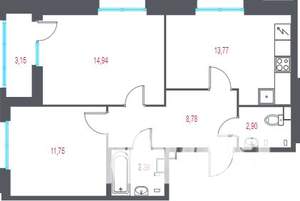 2-к квартира, вторичка, 57м2, 2/10 этаж